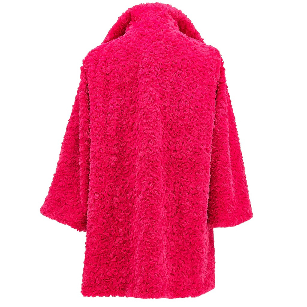 Cozy Glam JAYLEY Faux Fur Teddy Coat Women Oversized Pink Winter - Picture 2 of 13